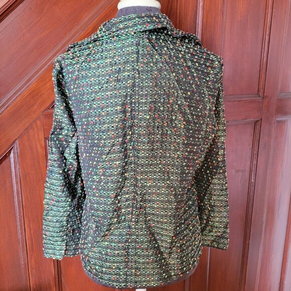 Chicos Womens Green Multicolor Textured Button-Up Jacket Size 2 - Picture 2 of 8